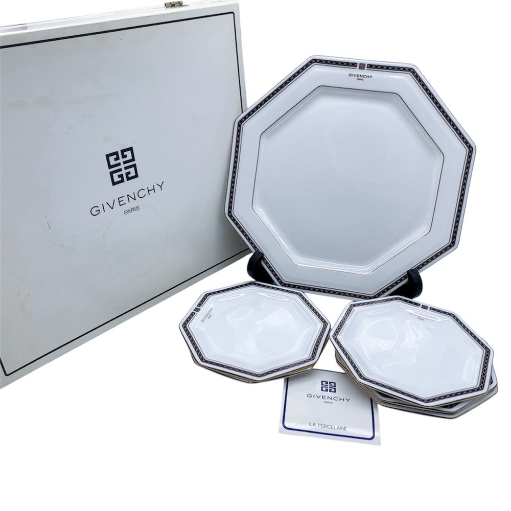 6-Pc Givenchy Paris  Octagonal Porcelain Party Plate Set